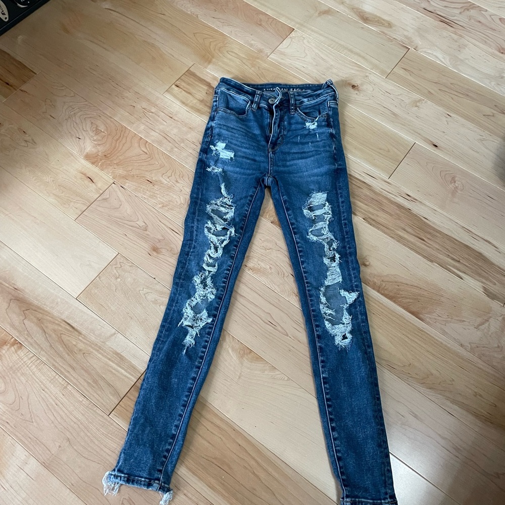 American Eagle next level stretch ripped jeans